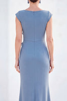 Load image into Gallery viewer, Floral Lilac Ruched Boat Neck Mermaid Long Mother of the Bride Dress