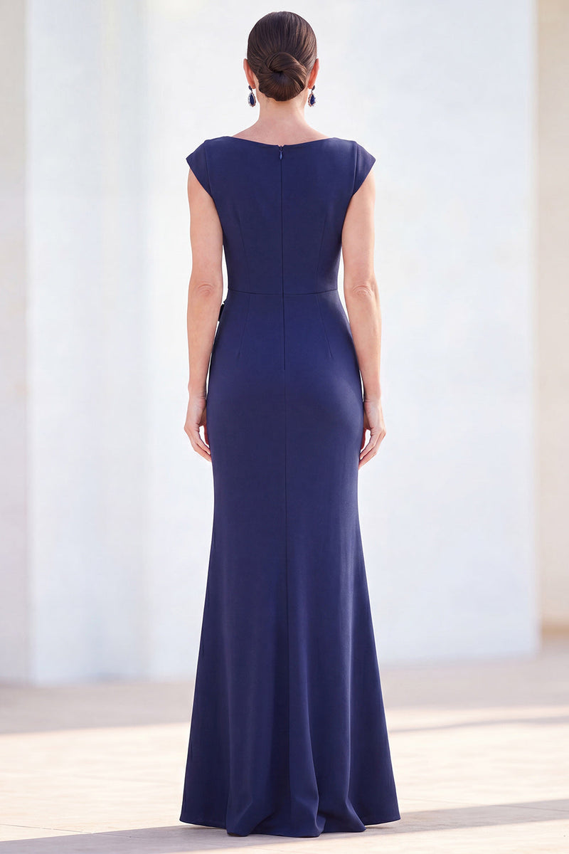 Load image into Gallery viewer, Floral Lilac Ruched Boat Neck Mermaid Long Mother of the Bride Dress