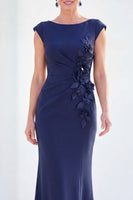 Load image into Gallery viewer, Floral Lilac Ruched Boat Neck Mermaid Long Mother of the Bride Dress
