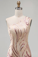 Load image into Gallery viewer, Sparkly Floral Gold and Pink Tight Short Sequin Homecoming Dress