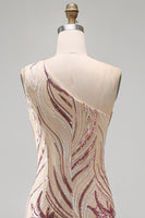 Load image into Gallery viewer, Sparkly Floral Gold and Pink Tight Short Sequin Homecoming Dress