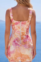 Load image into Gallery viewer, Sparkly Orange Floral Sequin Square Neck Tight Short Homecoming Dress