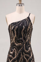 Load image into Gallery viewer, Sparkly Black Beaded Tight Short Homecoming Dress