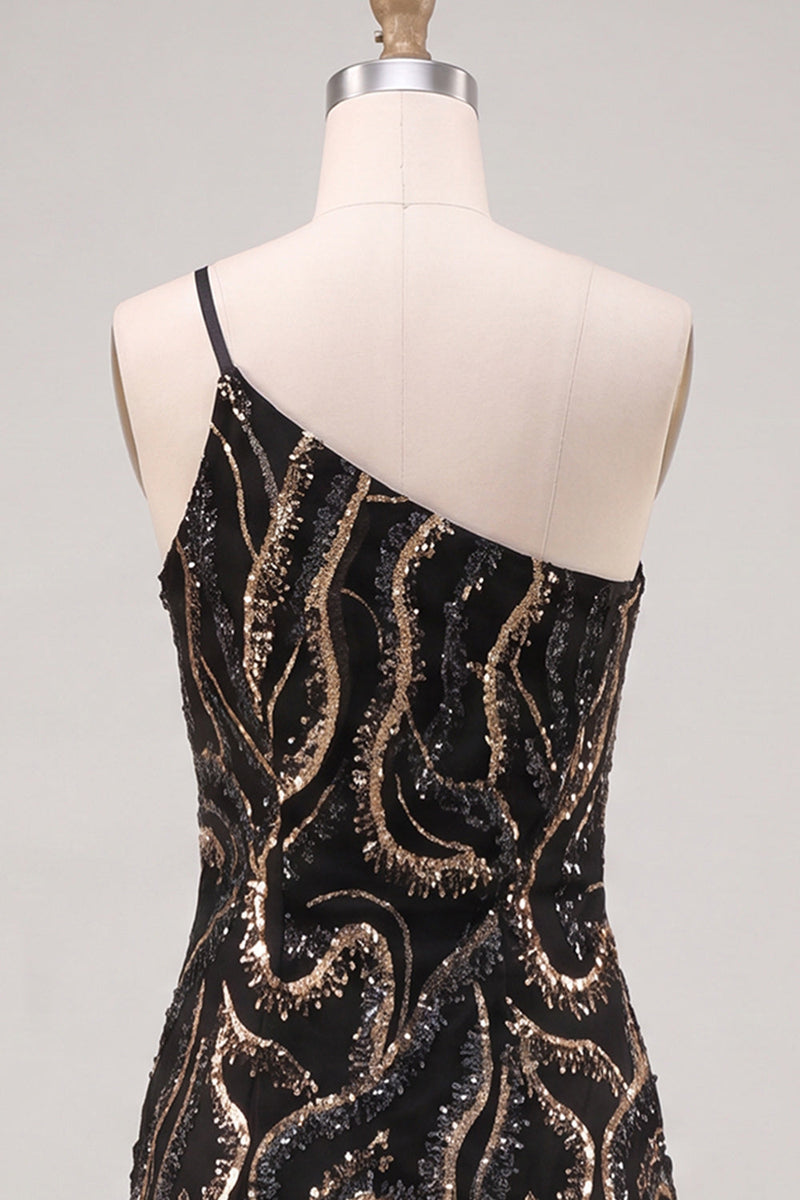 Load image into Gallery viewer, Sparkly Black Beaded Tight Short Homecoming Dress
