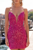 Load image into Gallery viewer, Sparkly Dark Green Strapless Sequin Tight Short Homecoming Dress