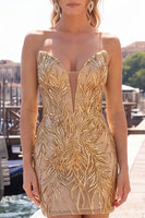 Load image into Gallery viewer, Sparkly Dark Green Strapless Sequin Tight Short Homecoming Dress