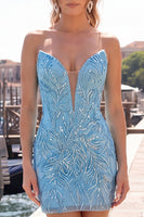 Load image into Gallery viewer, Sparkly Dark Green Strapless Sequin Tight Short Homecoming Dress
