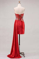 Load image into Gallery viewer, Sparkly Black Ruched Corset Tight Short Homecoming Dress with Side Cape