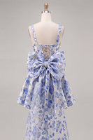 Load image into Gallery viewer, Gold and Black A-Line Floral Short Homecoming Dress with Bow