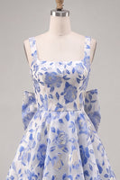Load image into Gallery viewer, Gold and Black A-Line Floral Short Homecoming Dress with Bow