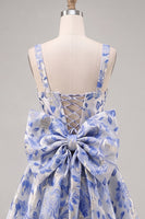 Load image into Gallery viewer, Gold and Black A-Line Floral Short Homecoming Dress with Bow