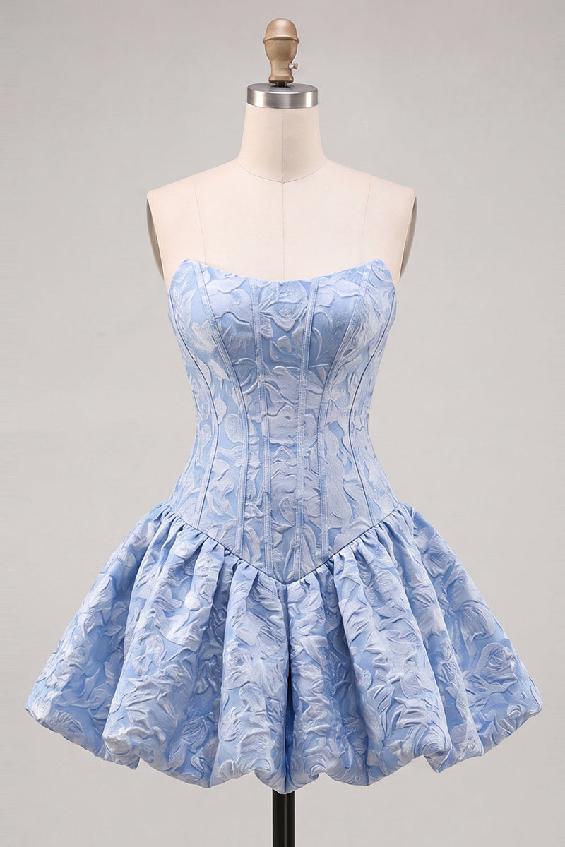 Load image into Gallery viewer, Floral Hot Pink Jacquard A-Line Corset Short Homecoming Dress