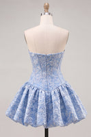 Load image into Gallery viewer, Floral Hot Pink Jacquard A-Line Corset Short Homecoming Dress