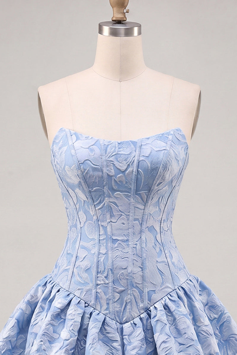 Load image into Gallery viewer, Floral Hot Pink Jacquard A-Line Corset Short Homecoming Dress