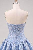 Load image into Gallery viewer, Floral Hot Pink Jacquard A-Line Corset Short Homecoming Dress