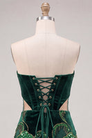 Load image into Gallery viewer, Floral Velvet Black Strapless Cut Out Corset Tight Short Homecoming Dress