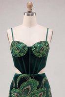 Load image into Gallery viewer, Sparkly Floral Velvet Black Sequin Corset Tight Short Homecoming Dress