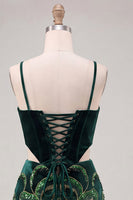 Load image into Gallery viewer, Sparkly Floral Velvet Black Sequin Corset Tight Short Homecoming Dress