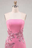 Load image into Gallery viewer, Sparkly Floral Dark Green Strapless Beaded Tight Short Homecoming Dress