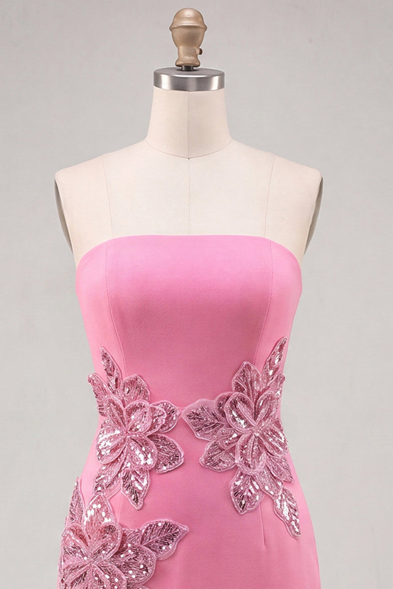 Load image into Gallery viewer, Sparkly Floral Dark Green Strapless Beaded Tight Short Homecoming Dress