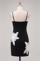 Load image into Gallery viewer, Black Scoop Neck Floral Tight Short Homecoming Dress