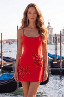 Load image into Gallery viewer, Black Scoop Neck Floral Tight Short Homecoming Dress