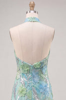 Load image into Gallery viewer, Sparkly Mint Green Floral Sequin Tight Short Homecoming Dress