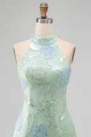 Load image into Gallery viewer, Sparkly Mint Green Floral Sequin Tight Short Homecoming Dress