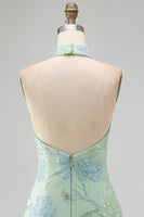 Load image into Gallery viewer, Sparkly Mint Green Floral Sequin Tight Short Homecoming Dress