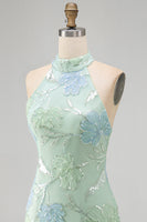 Load image into Gallery viewer, Sparkly Mint Green Floral Sequin Tight Short Homecoming Dress