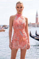 Load image into Gallery viewer, Sparkly Mint Green Floral Sequin Tight Short Homecoming Dress