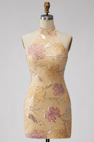 Load image into Gallery viewer, Sparkly Mint Green Floral Sequin Tight Short Homecoming Dress