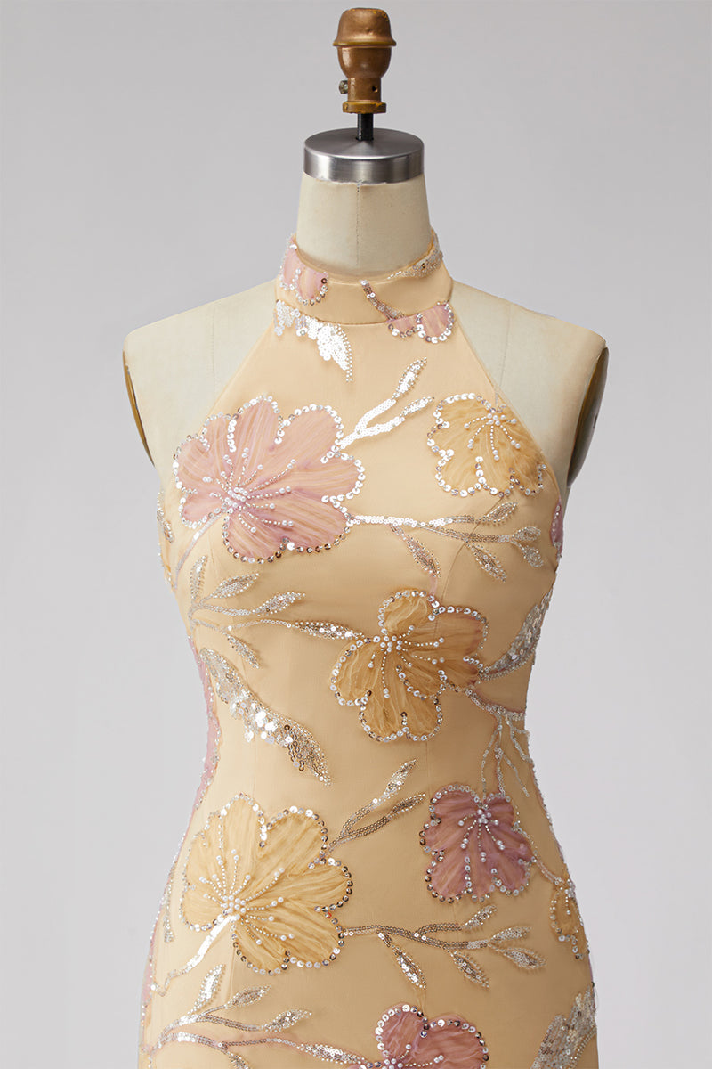 Load image into Gallery viewer, Sparkly Mint Green Floral Sequin Tight Short Homecoming Dress