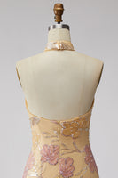 Load image into Gallery viewer, Sparkly Mint Green Floral Sequin Tight Short Homecoming Dress
