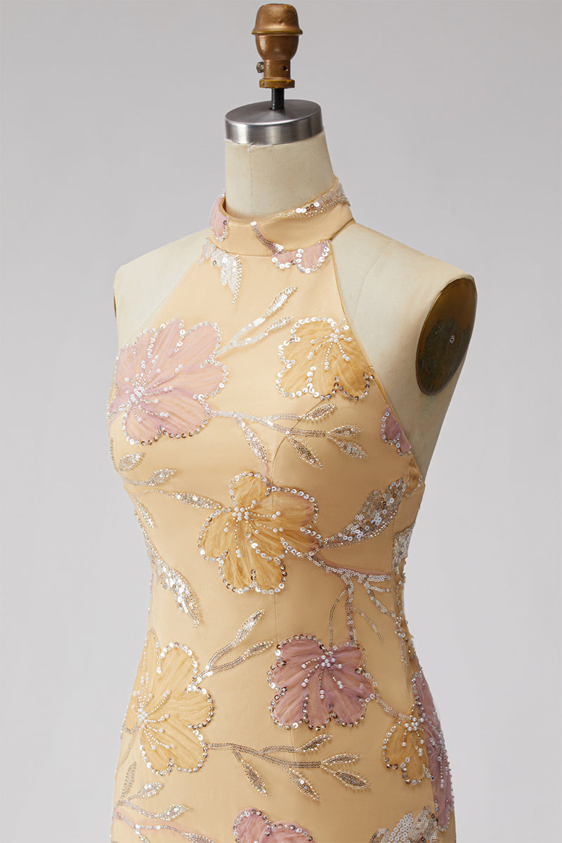 Load image into Gallery viewer, Sparkly Mint Green Floral Sequin Tight Short Homecoming Dress