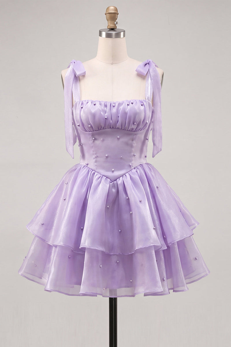 Load image into Gallery viewer, Light Green Ruffled Tiered A-Line Beaded Short Homecoming Dress