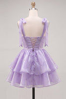 Load image into Gallery viewer, Light Green Ruffled Tiered A-Line Beaded Short Homecoming Dress