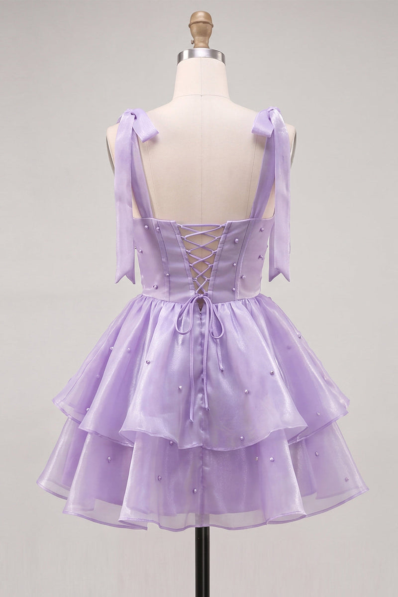 Load image into Gallery viewer, Light Green Ruffled Tiered A-Line Beaded Short Homecoming Dress