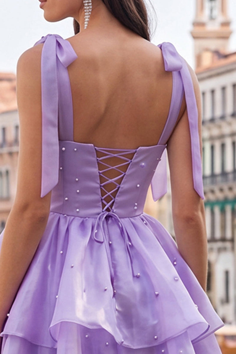 Load image into Gallery viewer, Light Green Ruffled Tiered A-Line Beaded Short Homecoming Dress