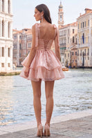 Load image into Gallery viewer, Light Green Ruffled Tiered A-Line Beaded Short Homecoming Dress