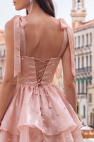 Load image into Gallery viewer, Light Green Ruffled Tiered A-Line Beaded Short Homecoming Dress