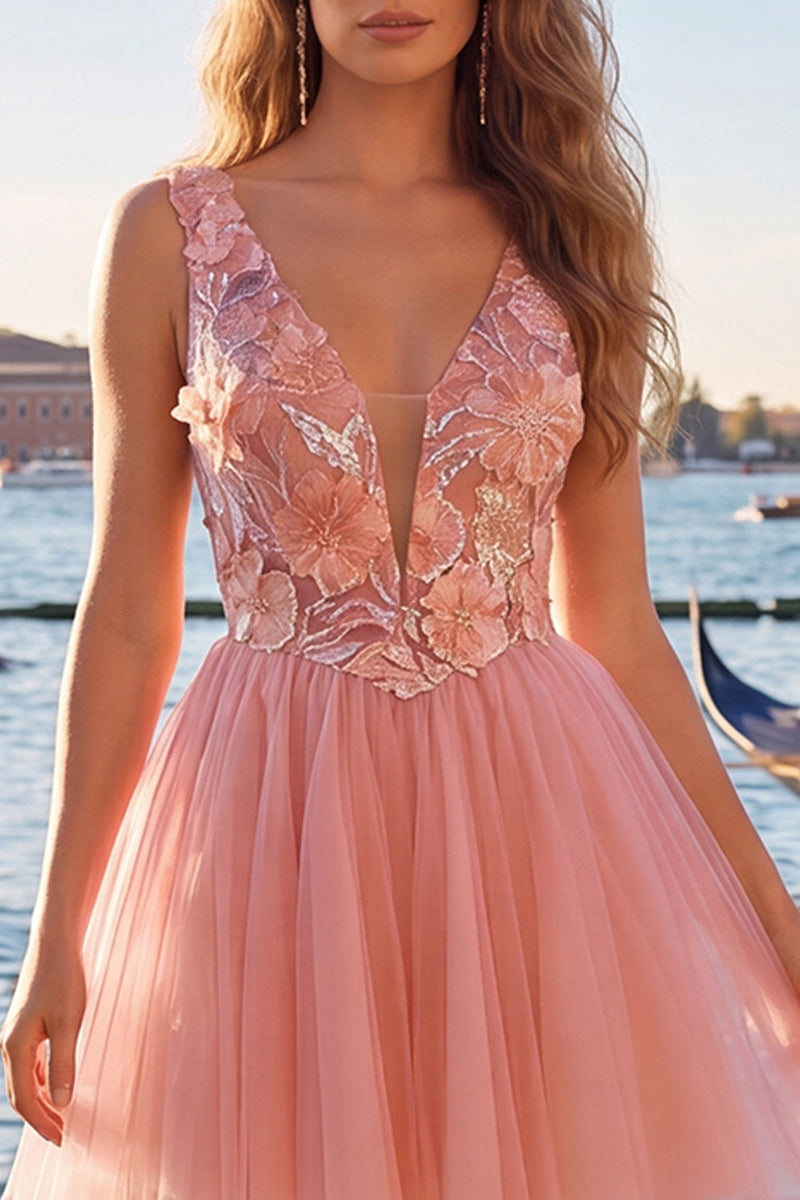 Load image into Gallery viewer, Yellow Floral V-Neck A-Line Short Homecoming Dress