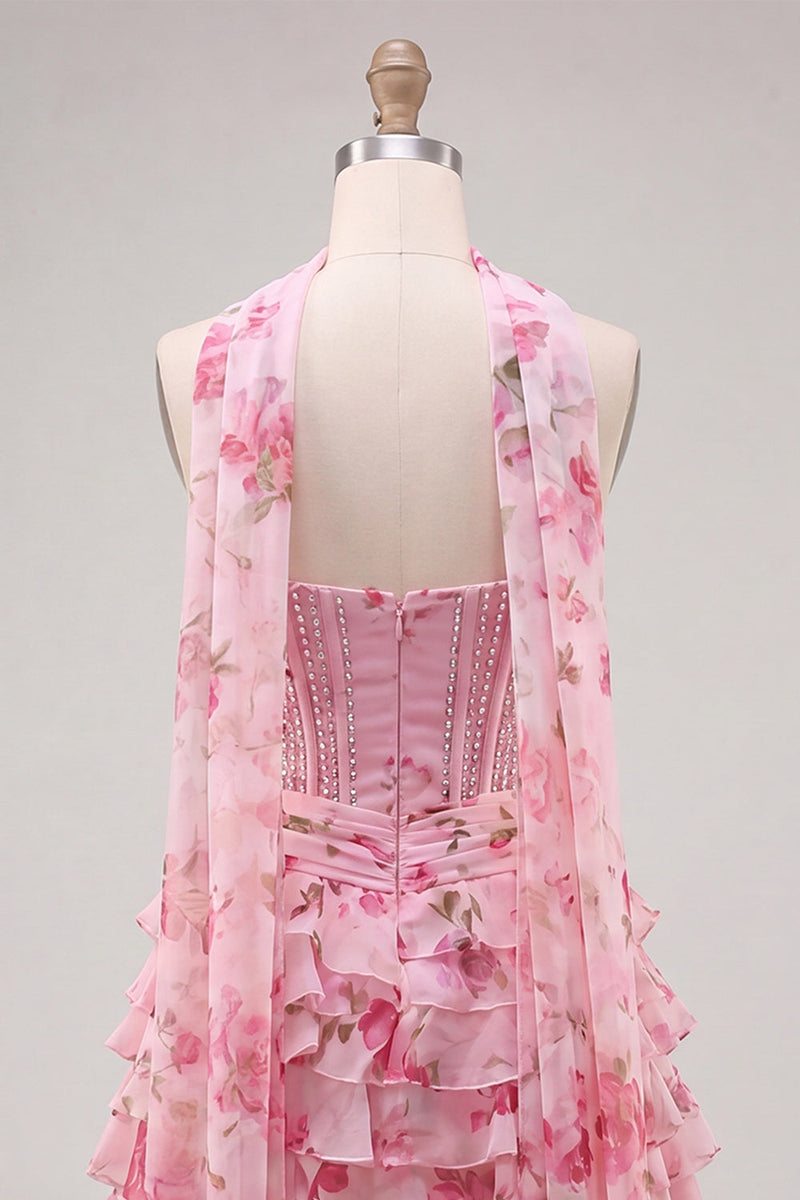 Load image into Gallery viewer, Sparkly Floral Yellow Corset Sweetheart Beaded Short Homecoming Dress