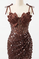 Load image into Gallery viewer, Sparkly Sequin Pink Corset Tight Short Homecoming Dress with Bows