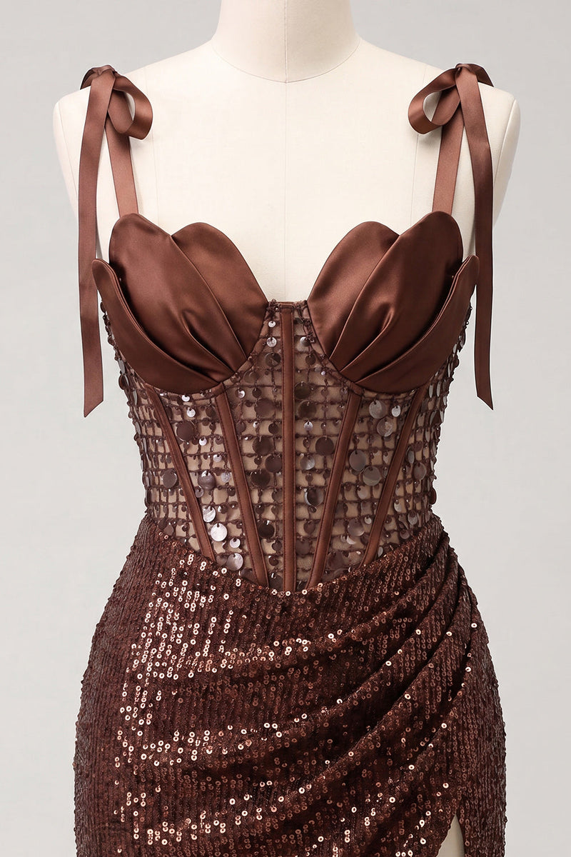 Load image into Gallery viewer, Sparkly Pink Sequin Corset Short Ruched Tight Homecoming Dress