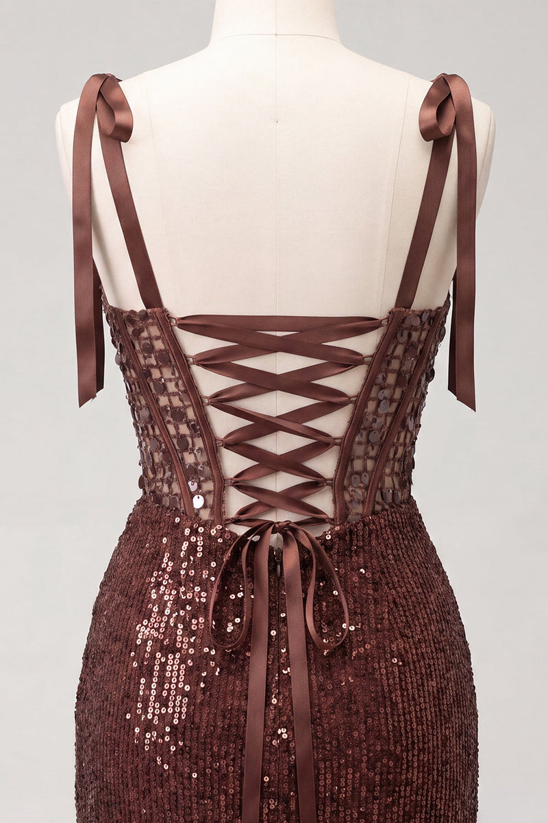 Load image into Gallery viewer, Sparkly Pink Sequin Corset Short Ruched Tight Homecoming Dress
