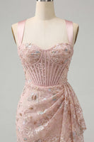 Load image into Gallery viewer, Floral Green Ruched Corset Tight Short Homecoming Dress with Beading