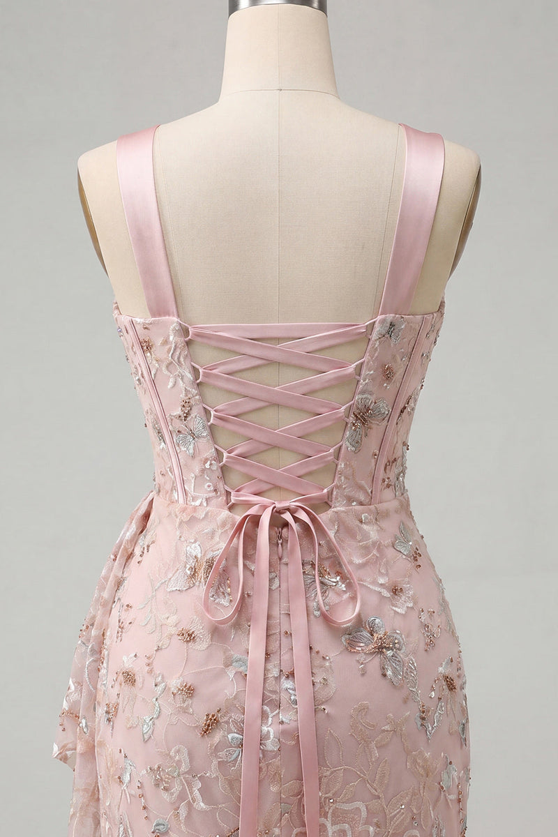 Load image into Gallery viewer, Floral Green Ruched Corset Tight Short Homecoming Dress with Beading