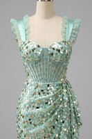Load image into Gallery viewer, Sparkly Sequin Silver Tight Corset Short Homecoming Dress with Ruffles