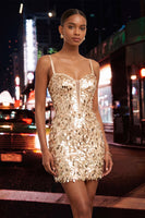 Load image into Gallery viewer, Sparkly Sliver Sequin Tight Corset Short Homecoming Dress